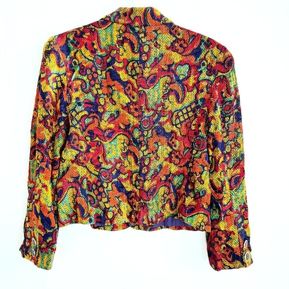 Vespucci Vintage Colourful Textured Fabric Cropped Blazer 42/S - Picture 5 of 7